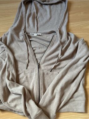 Hippie Rose Women's Zip-Up Hoodie Sweater in Taupe